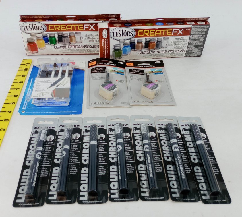 NO SHIPPING! LIQUID CHROME, CLEAR CEMENT, PAINTS & BRUSHES  INV 263332125