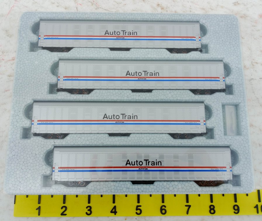 4 KATO 106-5507 AMTRAK AUTO TRAIN AUTORACKS PHASE III N SCALE, OB  INV 263332133
