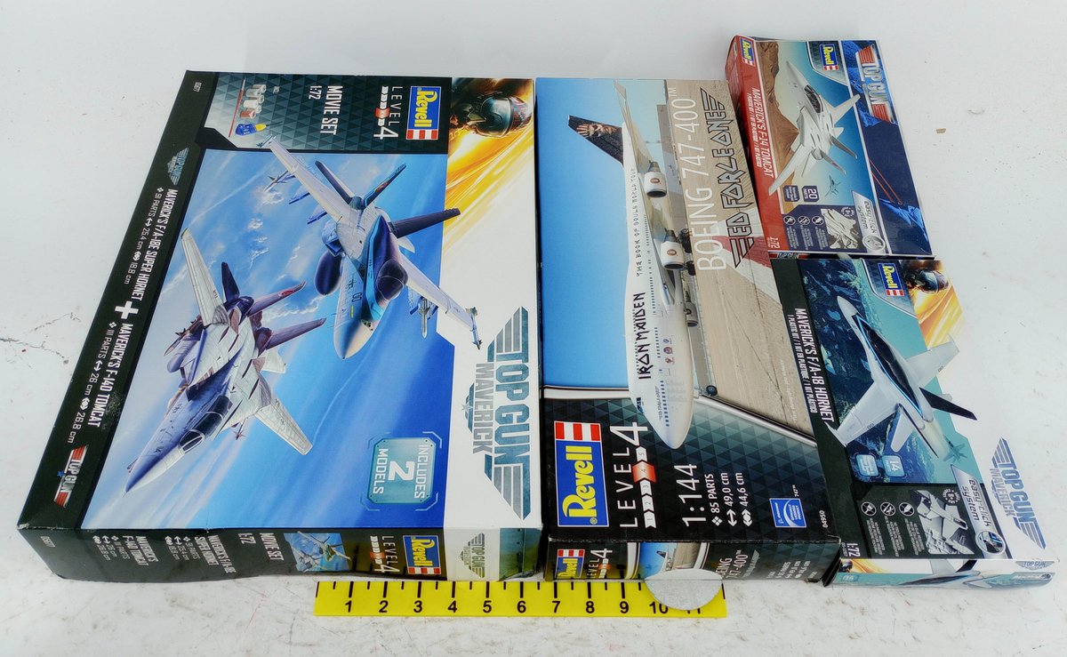 2 REVELL TOP GUN MAVERICK & IRON MAIDEN BOEING 747-400 MODEL KITS F-14 F/A-18 NNC 2 OB  INV 263332148