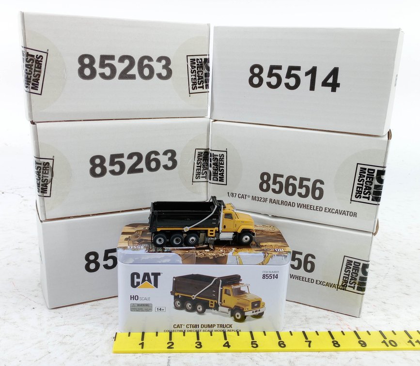 6 DIECAST MASTERS 1/87 HO SCALE CAT CT681 DUMP TRUCK & M323F RAILROAD EXCAVATORS 6 OB  INV 263332147