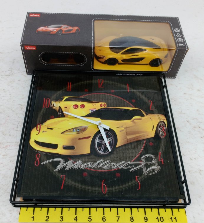 RASTAR MCLAREN P1 R/C CAR YELLOW OB & MALLETT CORVETTE Z06 WALL CLOCK  INV 263332156