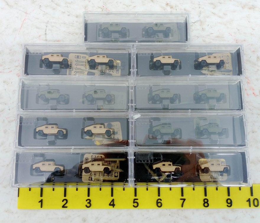9 MICRO-TRAINS N SCALE 499 45951 & 499 45952 HUMVEE VEHICLE 2-PACKS, 9 OBS  INV 263332168
