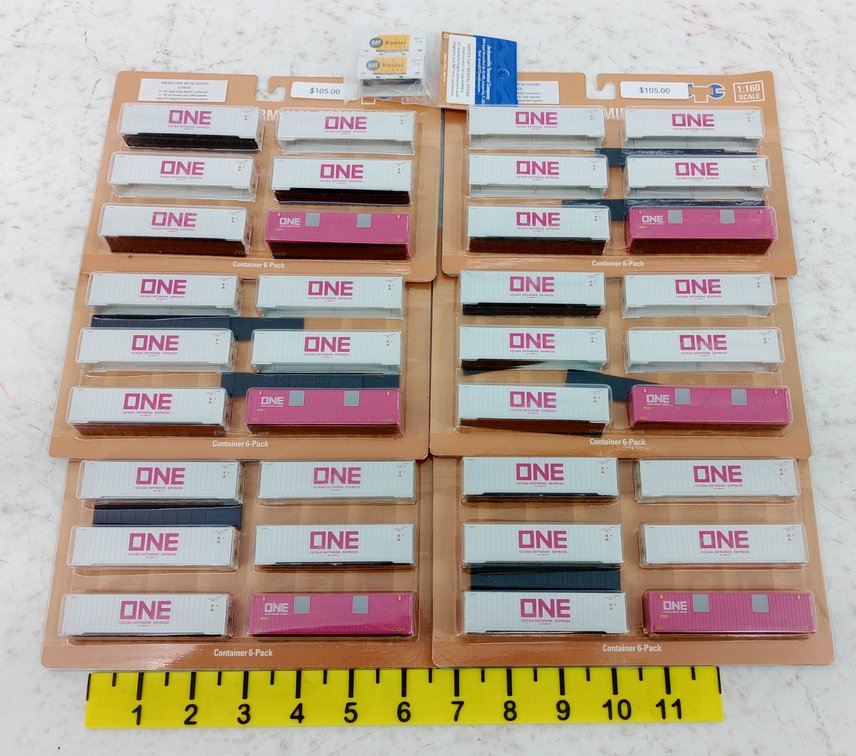 JACKSONVILLE TERMINAL COMPANY N SCALE ONE 40FT HC REEFER 6-PACKS & 2 CAT RENTAL CONTAINERS CARDED  INV 263332172