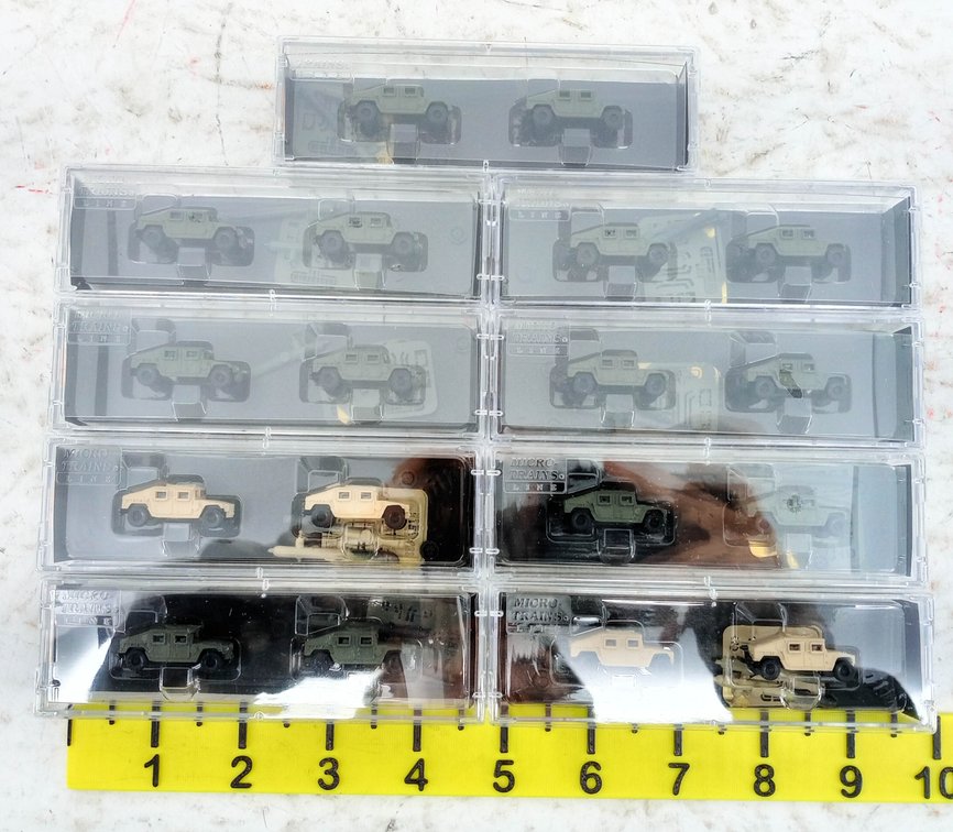 MICRO-TRAINS N SCALE 499 45 951 & 499 45 952 HUMVEE VEHICLE 2-PACKS, 9 OBS  INV 263332181