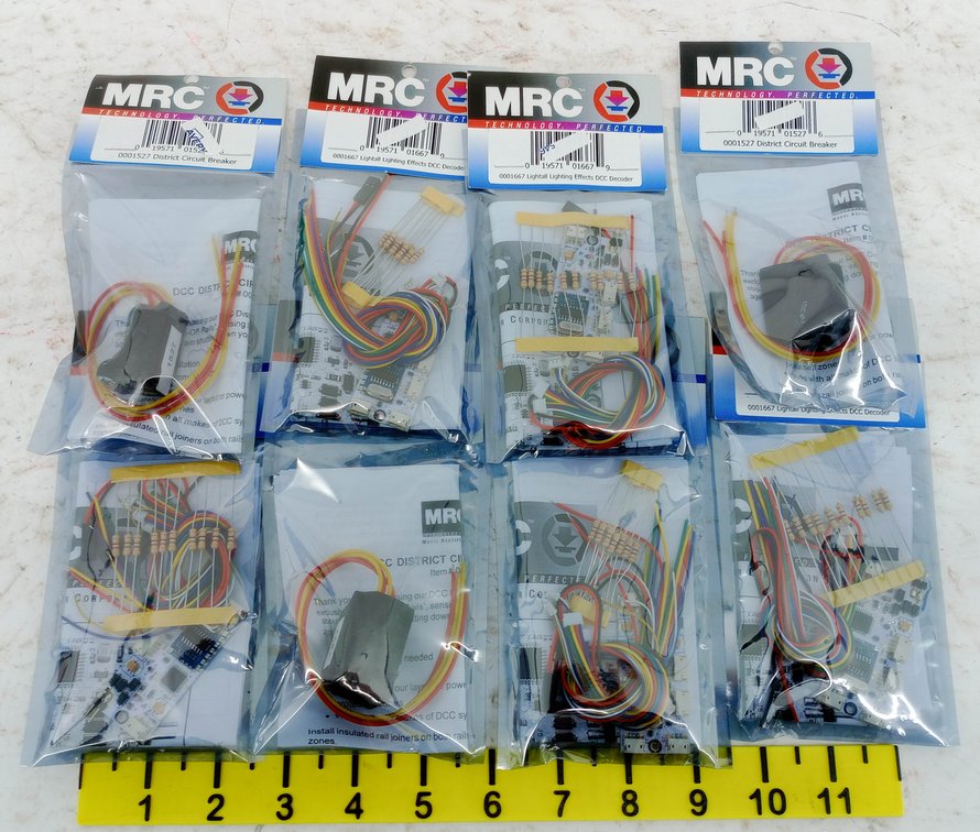 4 MRC 1667 LIGHTALL DCC DECODERS & 4 MRC 1527 DISTRICT CIRCUIT BREAKERS, OBS  INV 263332182
