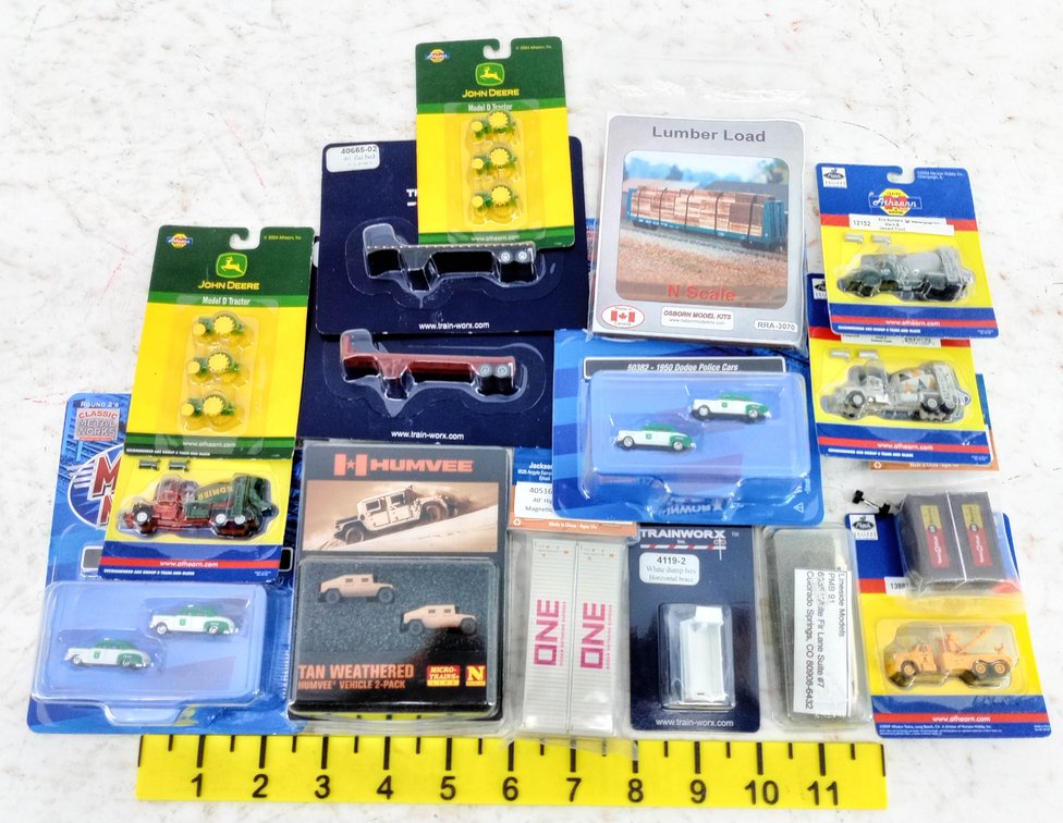 ASSORTED N SCALE ATHEARN TRAINWORX & MICRO-TRAINS VEHICLES & CONTAINERS  INV 263332183