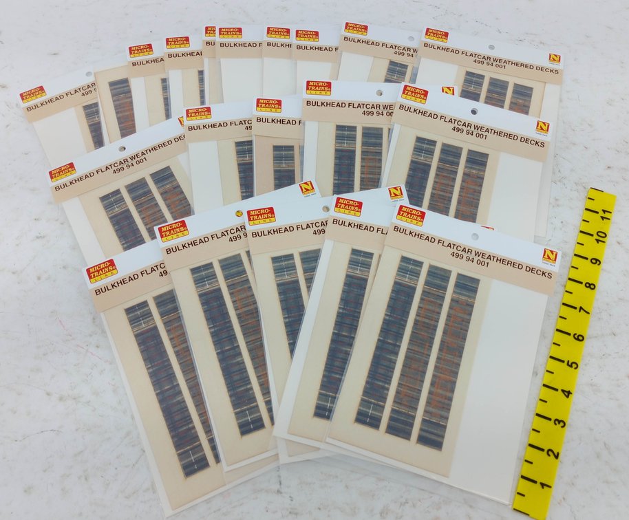 MIXED MICRO-TRAINS 499 94 001 N SCALE BULKHEAD FLATCAR WEATHERED DECKS, 3-PACKS  INV 263332189