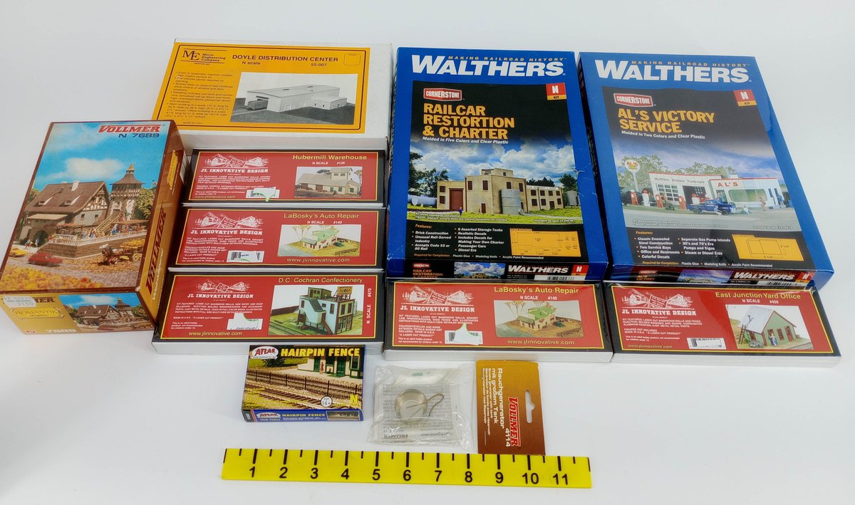 ASSORTED N SCALE BUILDING KITS WALTHERS, VOLLMER, JL INNOVATIVE SOME OBS NNC  INV 263332206
