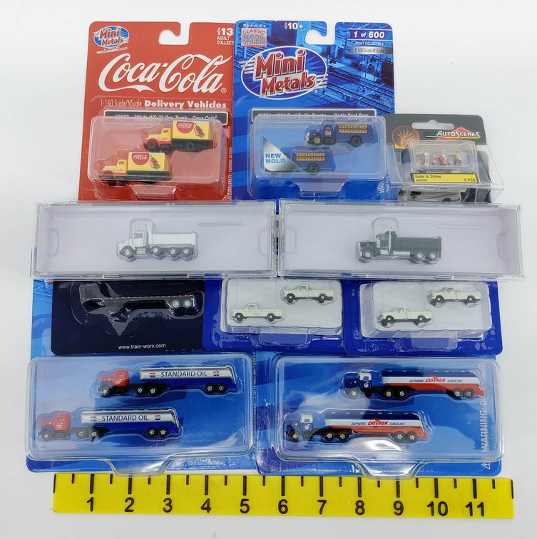 MINI METALS N SCALE ASSORTED TRUCKS COCA-COLA CHEVRON STANDARD OIL SOME OBS  INV 263332212