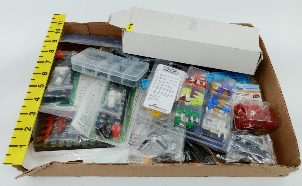 ASSORTED ELECTRICAL SUPPLIES MILLER ENGINEERING POWER DISTRIBUTION BOARDS COOPER BUSSMANN FUSES TYCO TERMINALS KOBALT COUPLERS SOME OBS  INV 263332242