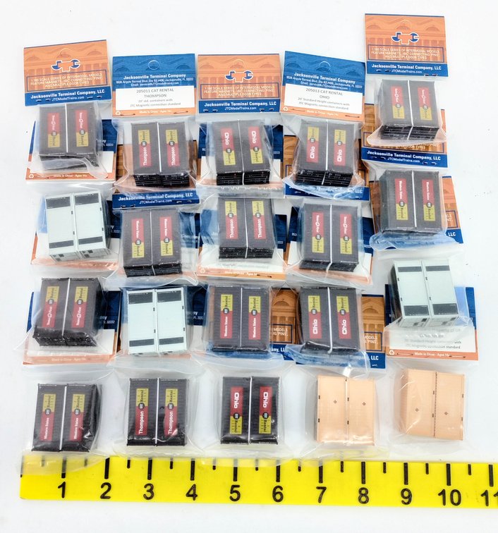 ASSORTED JTC 1:160 N SCALE CAT RENTAL & OTHER 20FT CONTAINERS INV 263332245