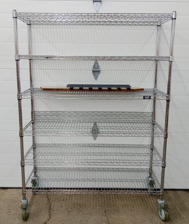 ULINE CHROME WIRE SHELVING UNIT ON LOCKING CASTERS 5 SHELVES 48IN WIDE INV 263332271