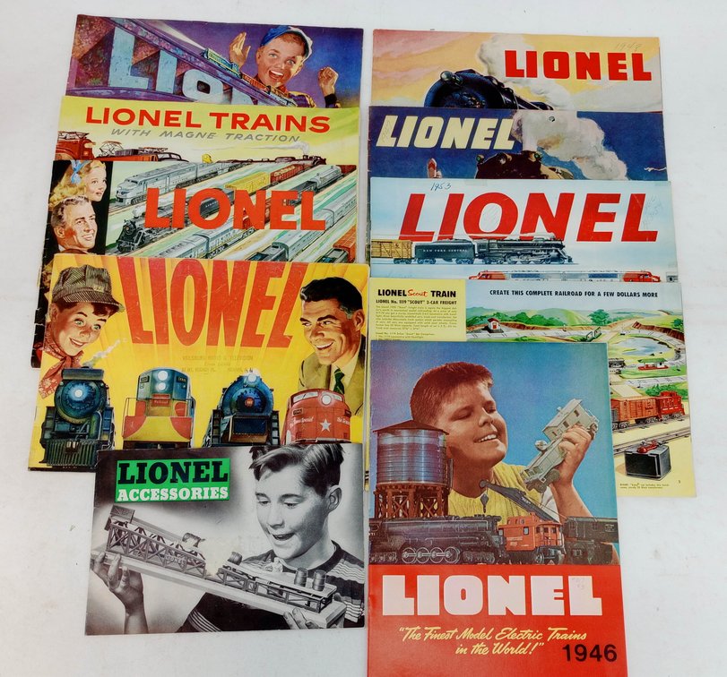 ASSORTED LIONEL TRAINS CATALOGS 1946 1947 1948 1953 SCOUT TRAIN ACCESSORIES MAGNE-TRACTION & OTHERS  INV 261650629