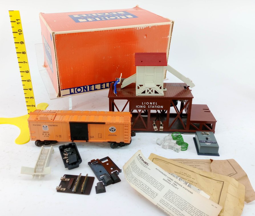 LIONEL O GAUGE 6-2306 OPERATING ICING STATION & PACIFIC FRUIT EXPRESS ICE CAR, OB  INV 263390185