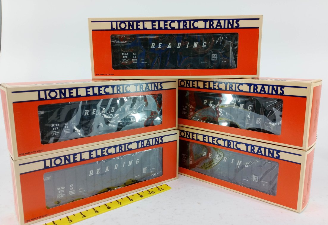 5 LIONEL O GAUGE 6-17111 READING THREE-BAY HOPPERS W/ COAL LOAD, 5 OBS  INV 263390183