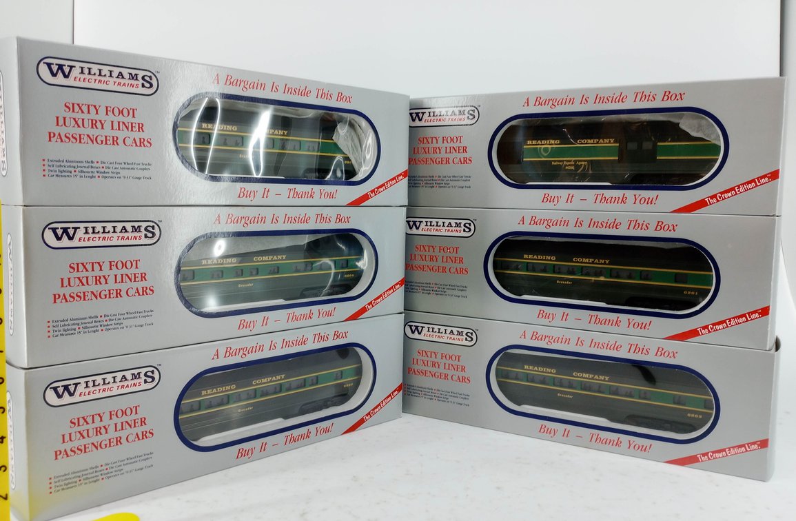 6 WILLIAMS O GAUGE LL732 READING 60FT LUXURY LINER CRUSADER PASSENGER CARS, 6 OBS  INV 263390248