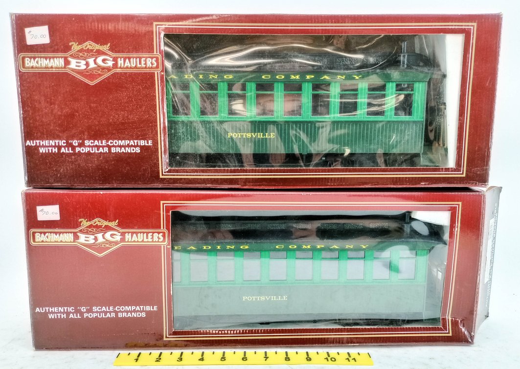 2 BACHMANN BIG HAULERS 97210 READING G SCALE COACHES, 2 OBS  INV 263390267