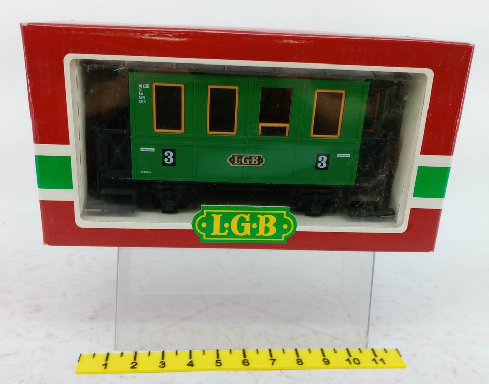 LGB G GAUGE 3010 GREEN 3RD CLASS PASSENGER COACH, OB  INV 263390273