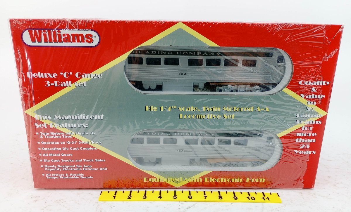 WILLIAMS BC 506 READING BUDD CAR POWERED A #520 W/ HORN & DUMMY #522, O GAUGE, SEALED OB  INV 263390282