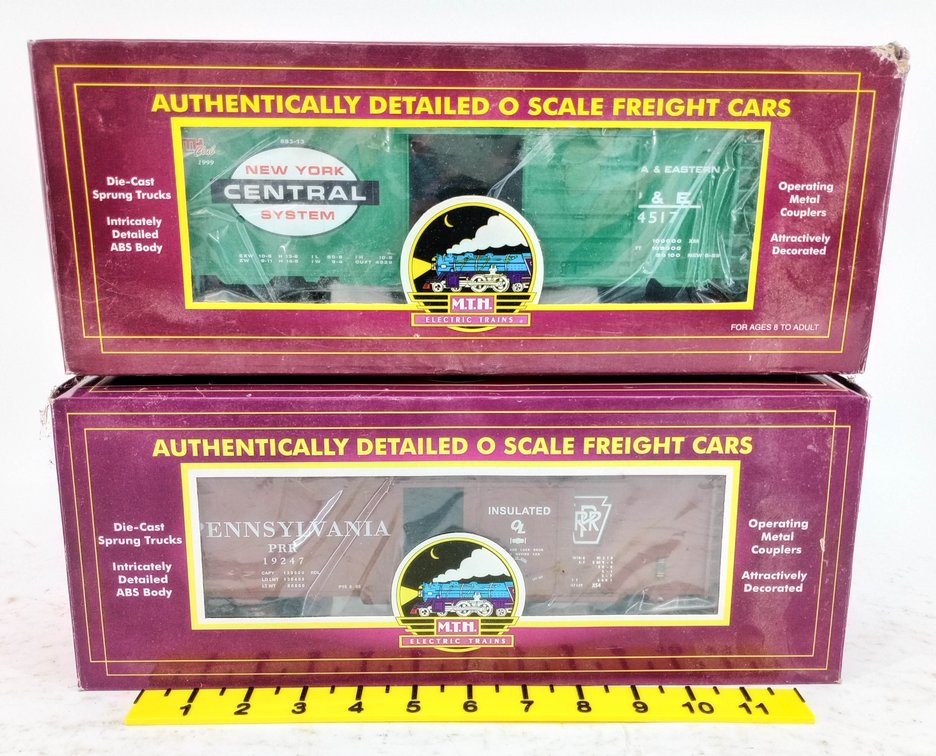 2 MTH 20-94009 PENNSYLVANIA REEFER & 20-93024 NYC BOXCAR O SCALE, 2 OBS  INV 263390313