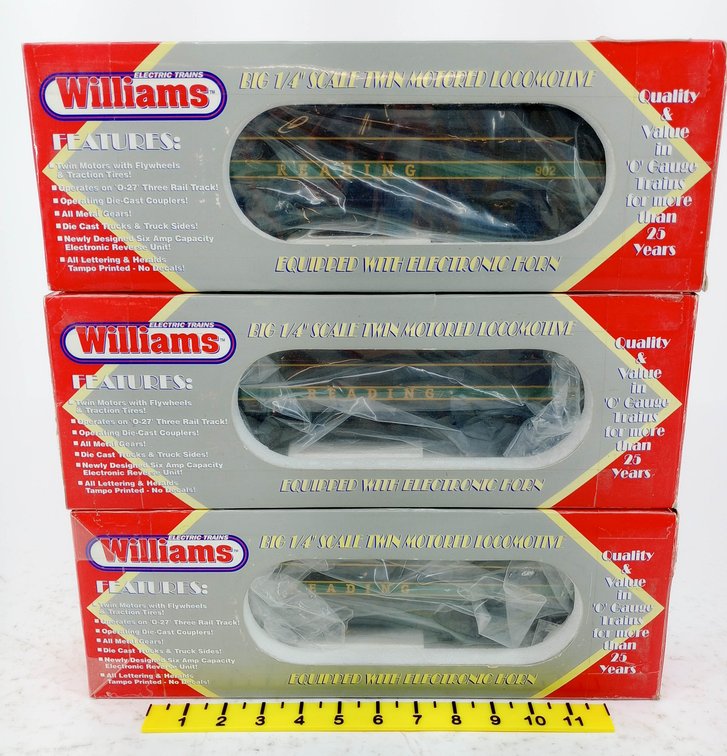 3 WILLIAMS O GAUGE F7 READING LOCOMOTIVES, POWERED A, DUMMY A & DUMMY B, 3 OBS  INV 263390323
