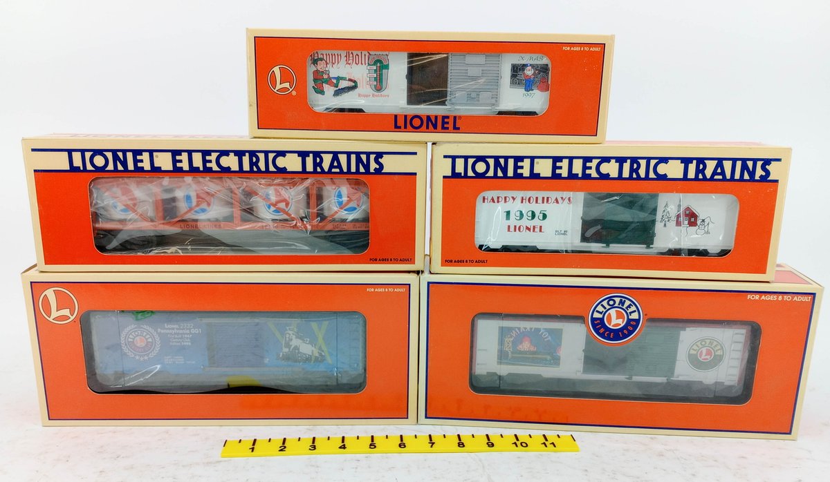 5 LIONEL O GAUGE CHRISTMAS, CENTURY CLUB & VAT CAR BOXCARS, 5 OBS  INV 263390335