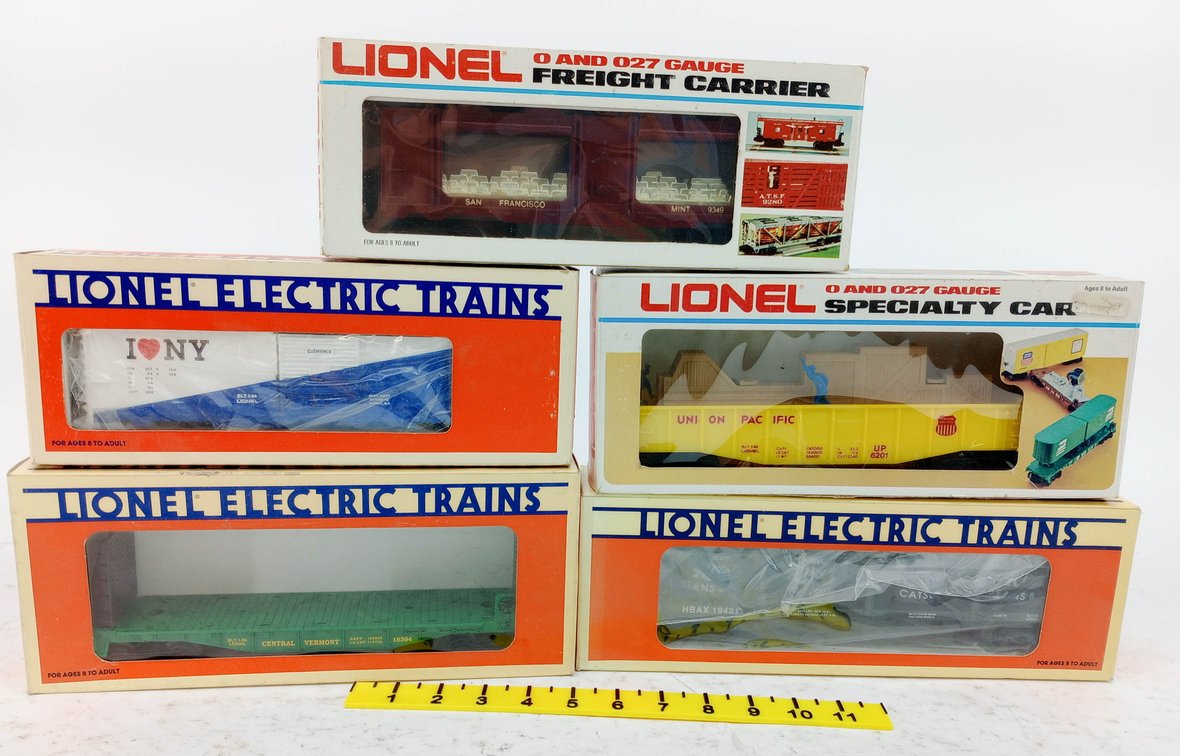 5 LIONEL O & 027 GAUGE FREIGHT CARS INCL GOLD BULLION, UNION PACIFIC GONDOLA, 5 OBS  INV 263390338