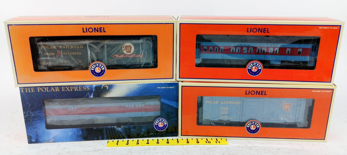 4 LIONEL POLAR EXPRESS & POLAR RAILROAD O GAUGE CARS INCL 6-25135 6-25100 6-27872 6-27263, 4 OBS  INV 263390345