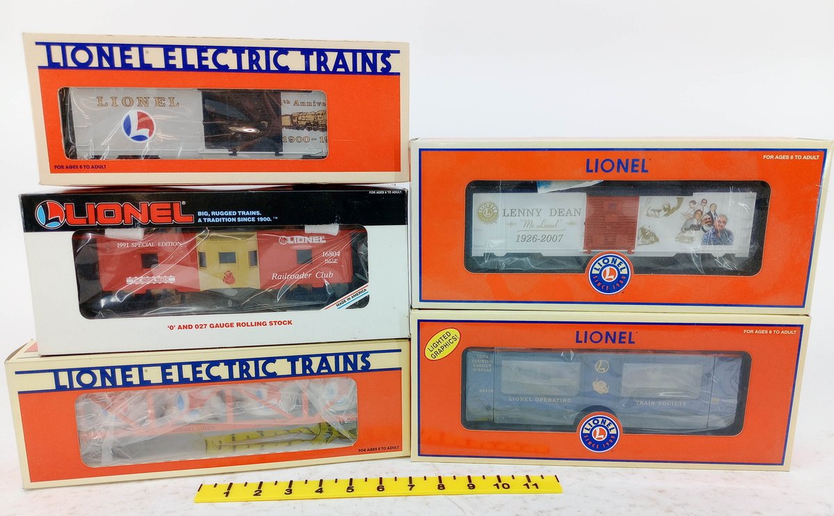 5 LIONEL O GAUGE COMMEMORATIVE CARS INCL 6-16804 CABOOSE & 6-39299 LENNY DEAN BOXCAR, 5 OBS  INV 263390353
