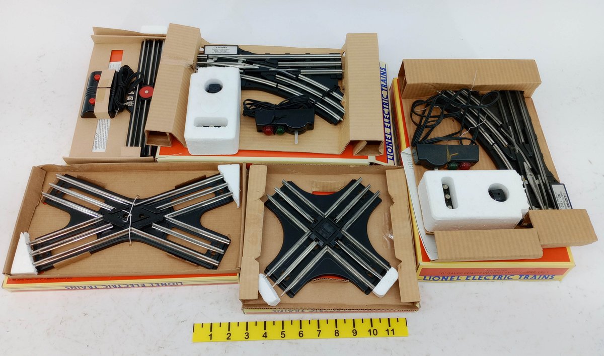 5 LIONEL O GAUGE SWITCHES, CROSSOVERS & OPERATING TRACK SECTION, 5 OBS  INV 263390362