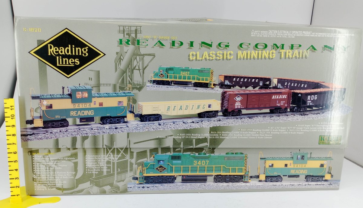 K-LINE O K-1820 READING CO CLASSIC MINING TRAIN SET W/ GP39-2 DIESEL, CABOOSE & 7 CARS, OB NNC  INV 263390382