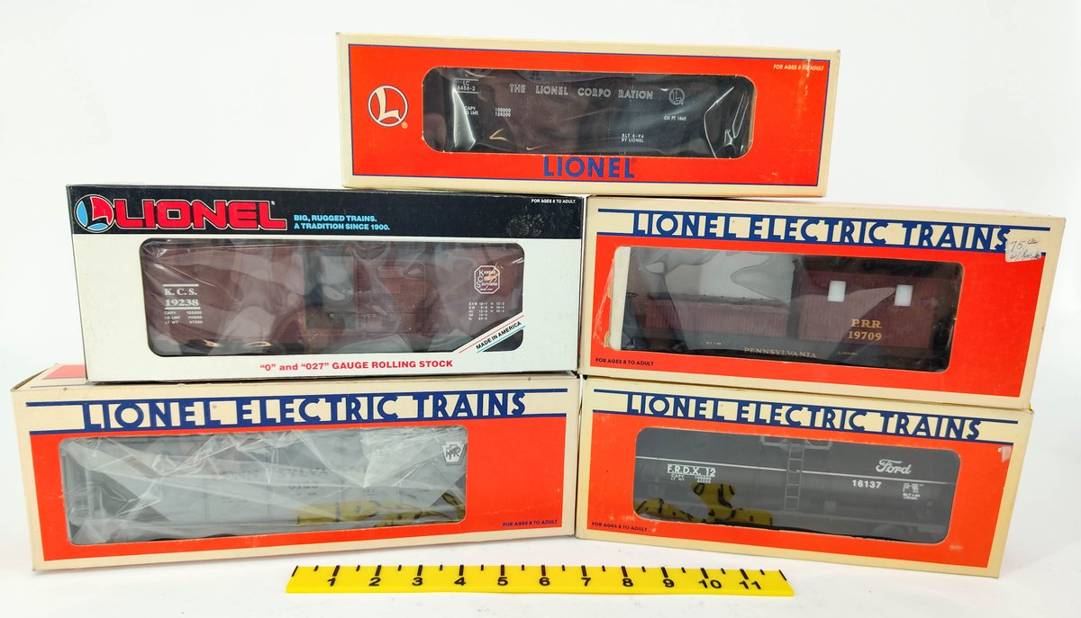 5 LIONEL O GAUGE PENNSYLVANIA, KCS, FORD & LIONEL CORP CARS, 5 OBS  INV 263390418