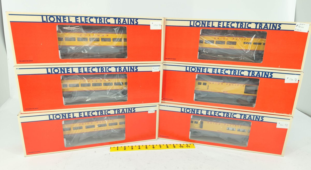 6 LIONEL O GAUGE UNION PACIFIC SMOOTH SIDE PASSENGER CARS 6-9545 6-9546 6-9547 6-9548 6-9549 6-7210, 6 OBS  INV 263390428