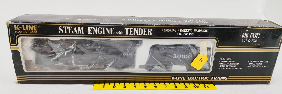 K-LINE O GAUGE K3003 SANTA FE 0-27 STEAM ENGINE & TENDER, OB  INV 263390447