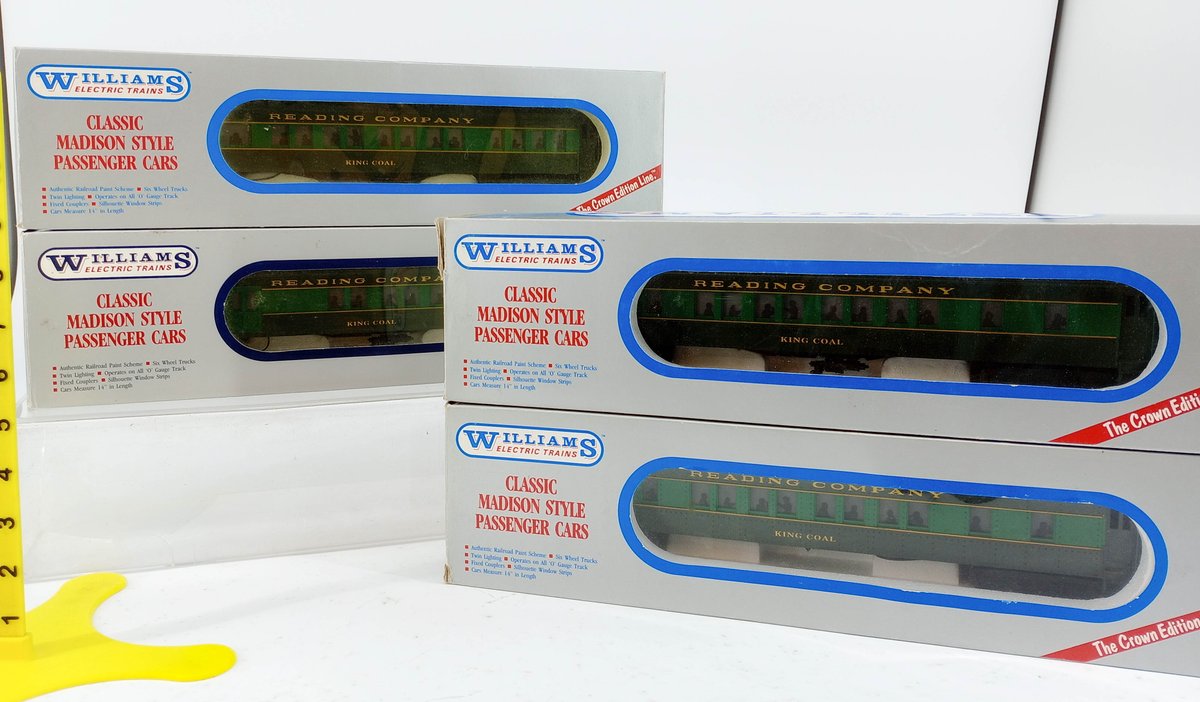 4 WILLIAMS CROWN EDITION O GAUGE READING COMPANY KING COAL MADISON STYLE PASSENGER CARS, 4 OBS  INV 263390459