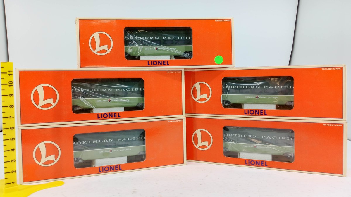 5 LIONEL O GAUGE 6-19167 6-19168 6-19169 6-19170 NORTHERN PACIFIC VISTA-DOME PASSENGER CARS, 5 OBS  INV 263390468