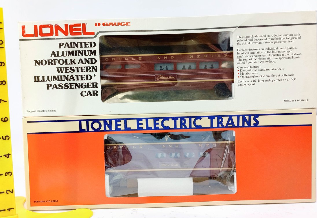 2 LIONEL O GAUGE NORFOLK & WESTERN PASSENGER CARS 6-19108 & 6-7203, 2 OBS  INV 263390464