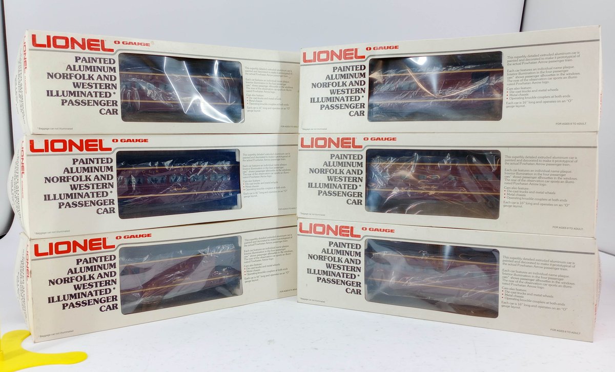 6 LIONEL O GAUGE 6-9562 THRU 6-9567 NORFOLK & WESTERN ILLUMINATED PASSENGER CARS, 6 OBS  INV 263390465