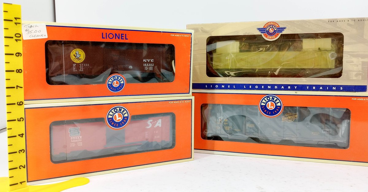 4 LIONEL O GAUGE NYC, DSS&A, C&NW CARS & OPERATING BARREL RAMP CAR, 4 OBS  INV 263390476