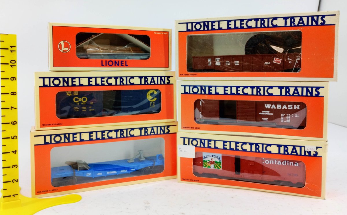 6 LIONEL O GAUGE FREIGHT CARS WABASH, C&O, CONTADINA, MILWAUKEE ROAD & MORE, 6 OBS  INV 263390479