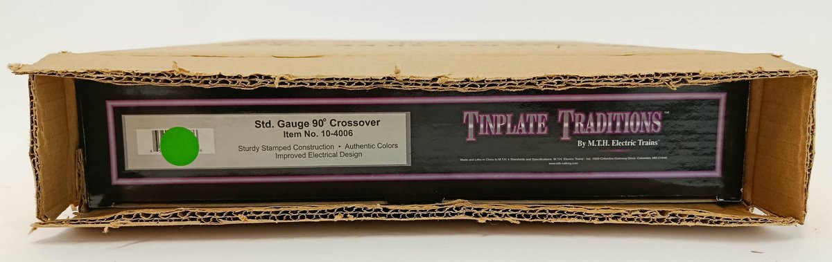 2 MTH 10-4006 TINPLATE TRADITIONS STANDARD GAUGE 90 DEGREE CROSSOVERS, 2 OBS  INV 263410031