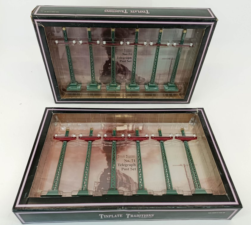 2 MTH TINPLATE TRADITIONS STD GAUGE 10-1094 NO. 71 TELEGRAPH POST SETS, 2 OBS  INV 263410044
