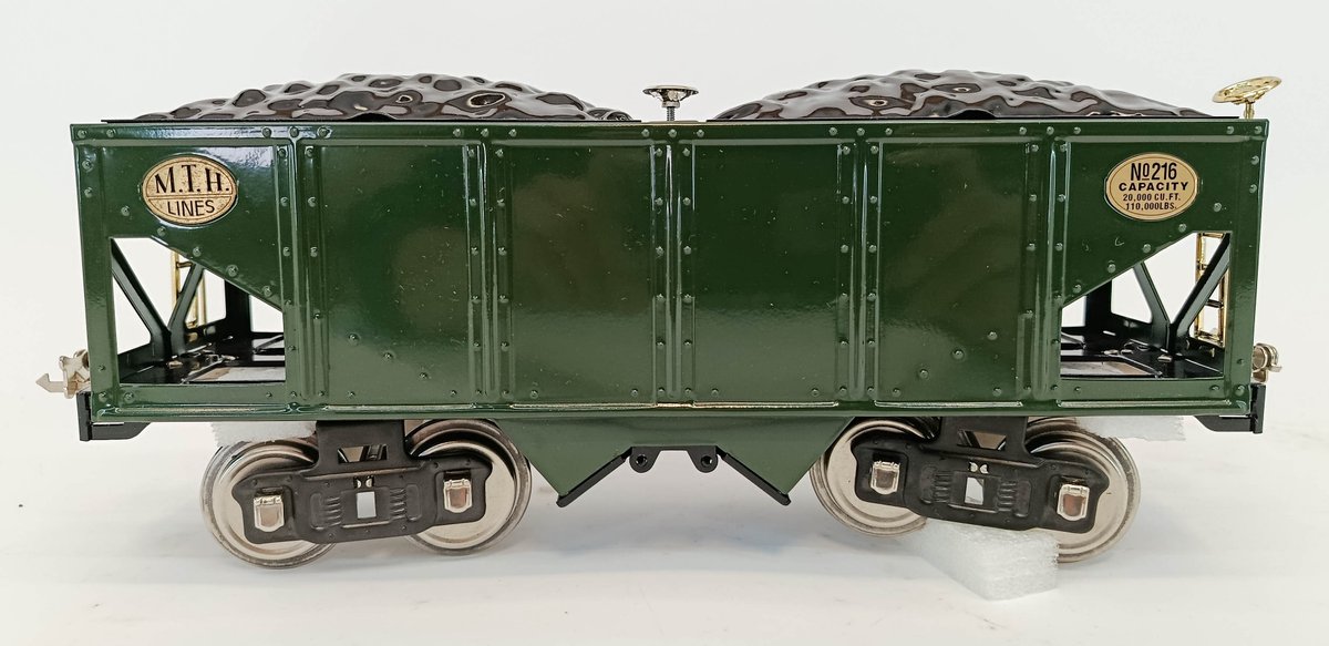 MTH 10-1052 TINPLATE TRADITIONS NO 216 GREEN HOPPER CAR, STD GAUGE, OB  INV 263410051