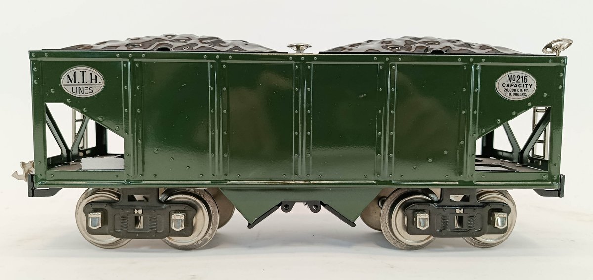 MTH 10-1052 TINPLATE TRADITIONS NO 216 GREEN HOPPER CAR, STD GAUGE, OB  INV 263410072