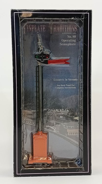 MTH TINPLATE TRADITIONS NO. 80 OPERATING SEMAPHORE, ORANGE BASE, STD GAUGE, OB  INV 263410077