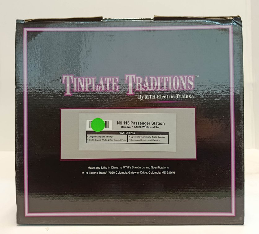 MTH TINPLATE TRADITIONS 10-1070 NO. 116 PASSENGER STATION, WHITE & RED, STD GAUGE, NEW IN OB  INV 263410090