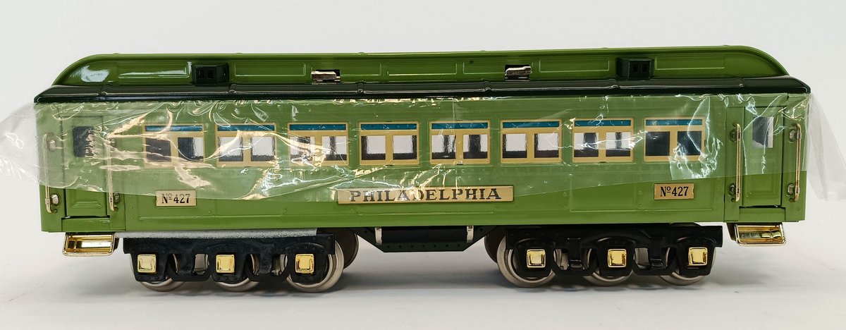 MTH 10-1068-4 TINPLATE TRADITIONS NO. 427 STEPHEN GIRARD PHILADELPHIA COACH, STD GAUGE, OB  INV 263410101