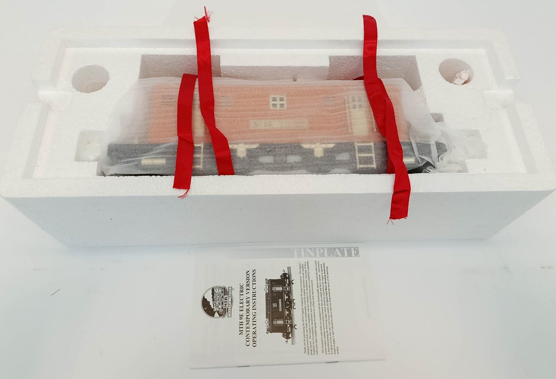 MTH 10-1104-1 TINPLATE TRADITIONS NO 9E STANDARD GAUGE ORANGE ELECTRIC LOCOMOTIVE, OB  INV 263410106
