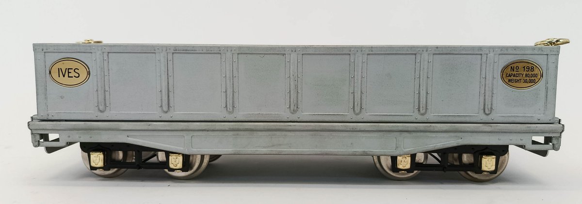MTH TINPLATE TRADITIONS 198 IVES UNDECORATED GONDOLA, STD GAUGE, OB  INV 263410122