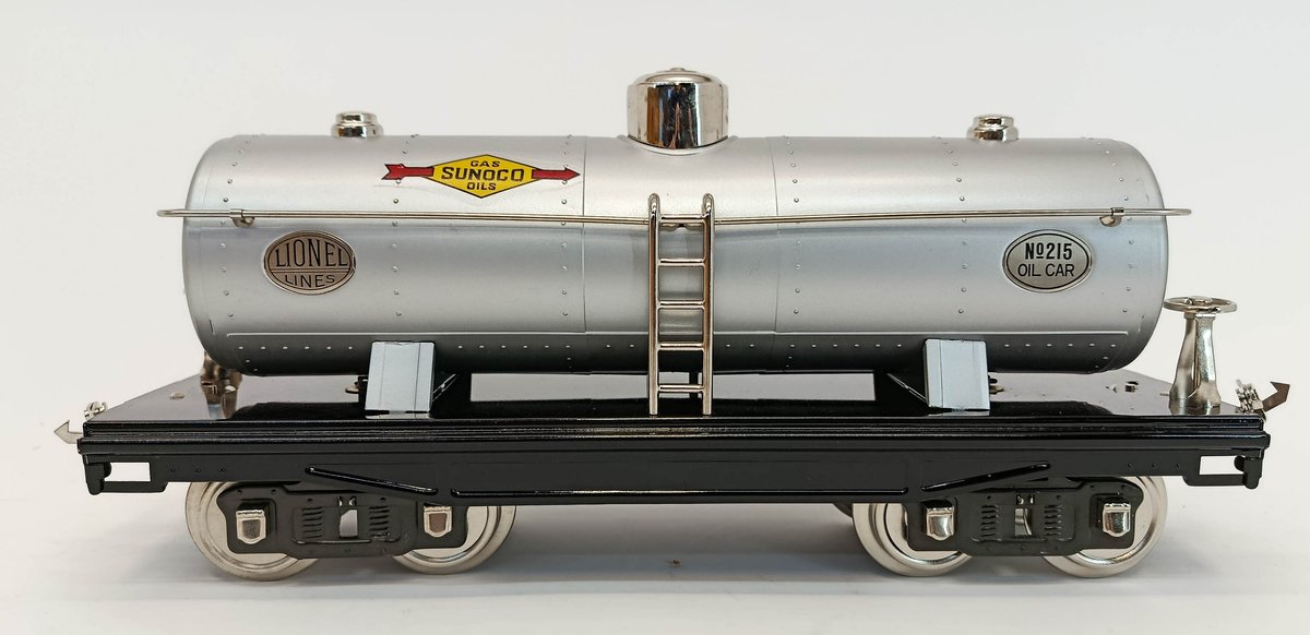 LIONEL STD GAUGE 215 SUNOCO OIL CAR TANK CAR, SILVER, OB  INV 263410137
